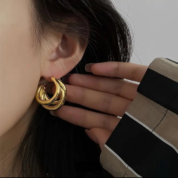 MoUi. New Tri-Layer Gold Hoop
