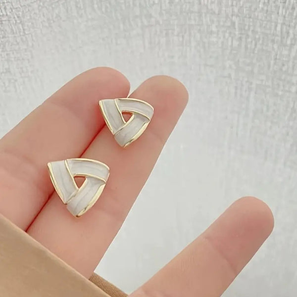 MoUi.  New Pearl Shell Tri Stud Earrings