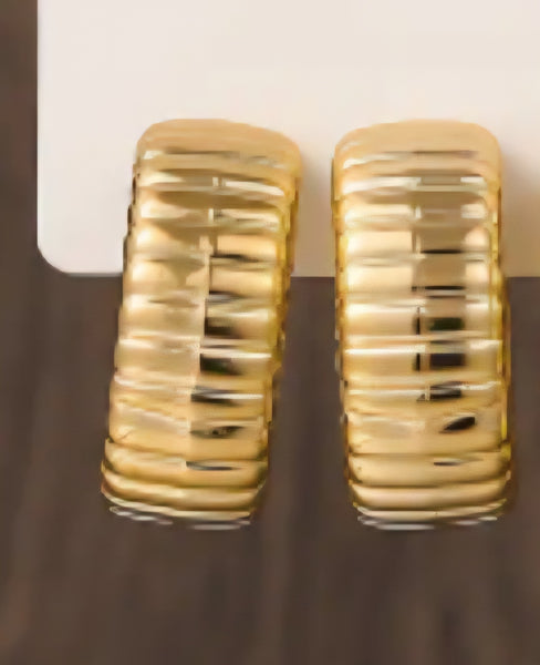 MoUi. New Silver Ribbed Hoop Earring