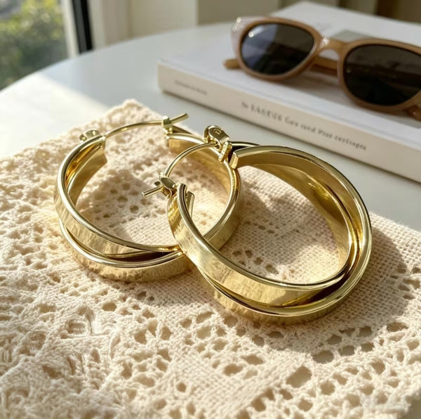 MoUi. NEW Cross Hoop Earrings