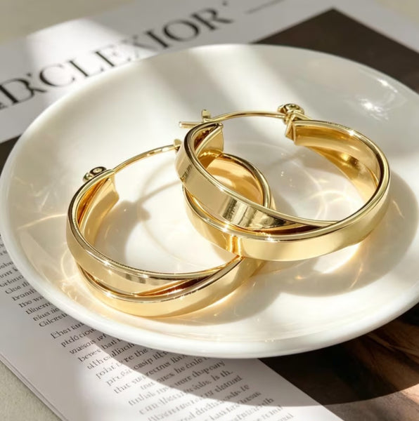 MoUi. NEW Cross Hoop Earrings