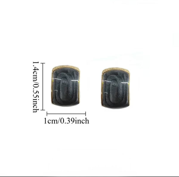MoUi. NEW Set of 5 French-Style Enamel Square Stud Earrings