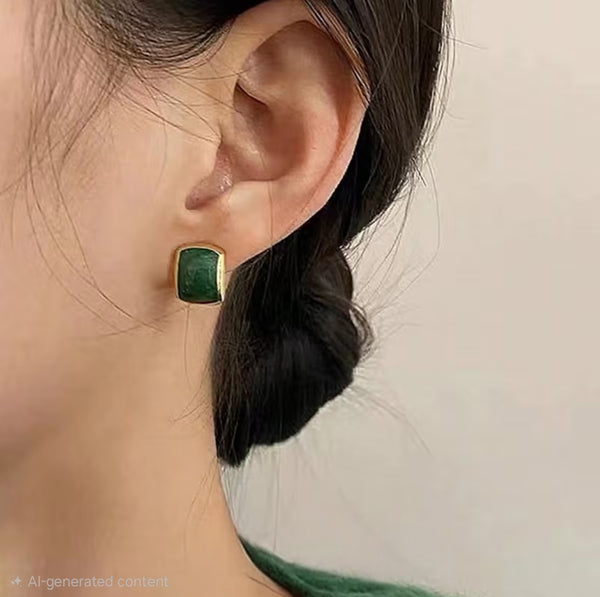 MoUi. NEW Set of 5 French-Style Enamel Square Stud Earrings