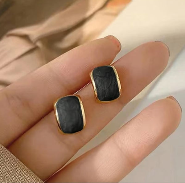 MoUi. NEW Set of 5 French-Style Enamel Square Stud Earrings