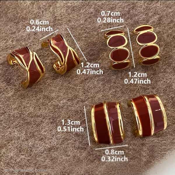 MoUi. NEW 3 Pair Mini Burgundy Hoops