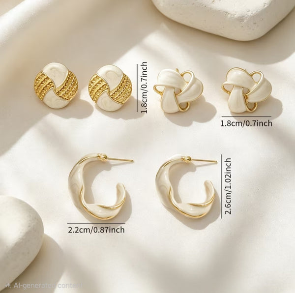 MoUi. NEW White Bi-Color Mixed style earrings
