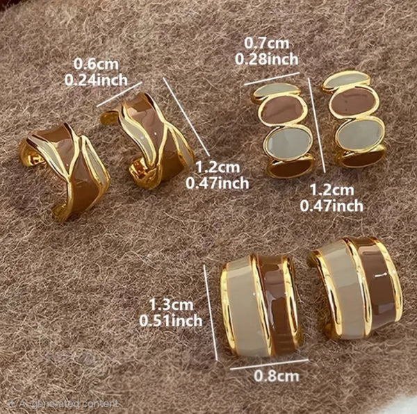MoUi. NEW 3 Pair Mini Maillard Hoops