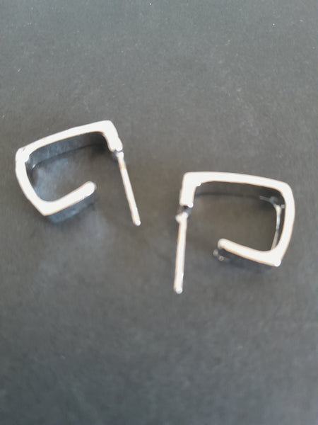 Resplendent Silver Square Hoop