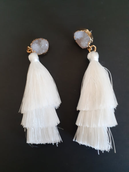 Gorgeous Faux Quartz White Tiered Cotton Drop
