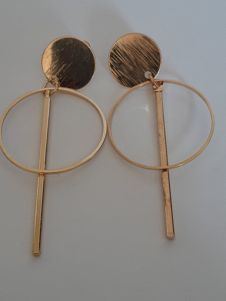 MoUi. Stylish Gold Circle and Line Drop