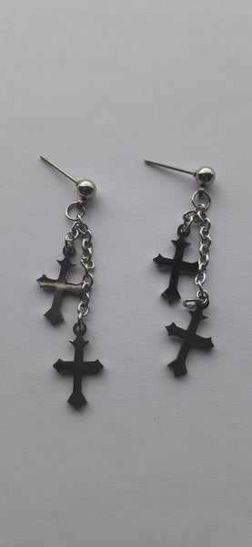 MoUi. Stainless Steel Crosses Earrings