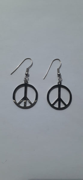 MoUi. Stainless Steel Peace Sign Earrings