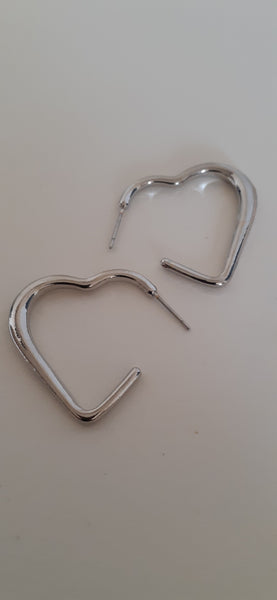 Charming Silver Coloured Heart Hoop