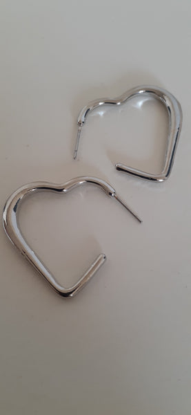 Charming Silver Coloured Heart Hoop